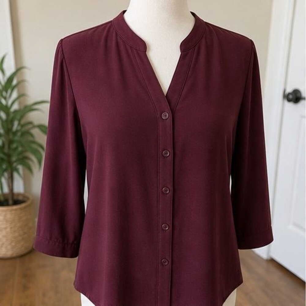 Burgundy Puff Sleeve Top